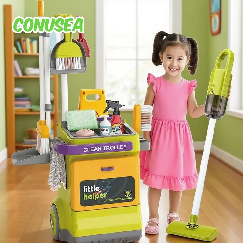 Children Housekeeping Set Home Cleaning Games Electric Vacuum Cleaner housework Girl Role Pretend Play House Toys Girls Kids 1