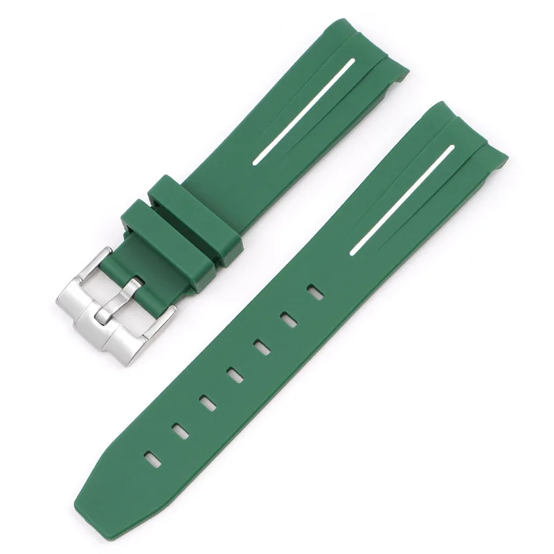 Silicone Diving Sport Watch Band - Curved End TPU Rubber Strap 20mm
