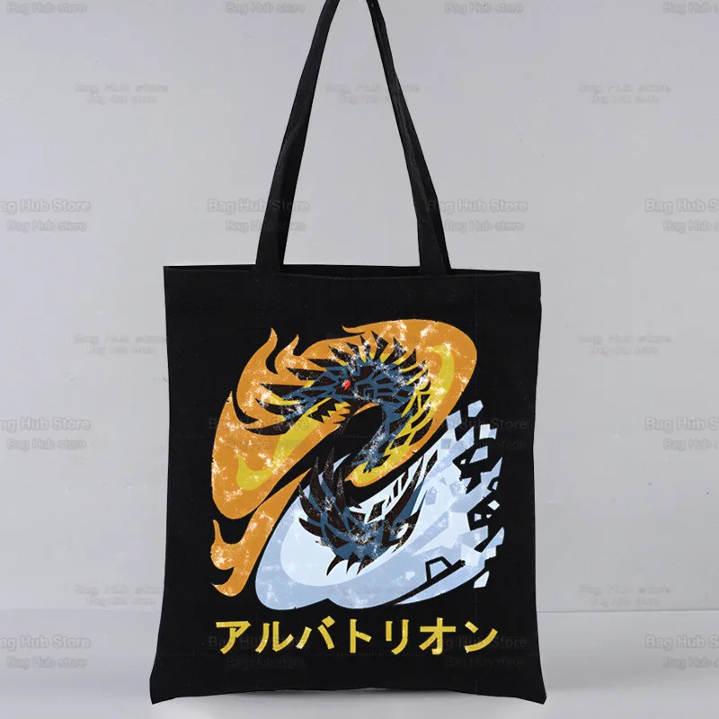 

Monster Hunter Game Harajuku Women Shopping Canvas Bag Female Girl Tote Eco Harajuku Shopper Shoulder Bags