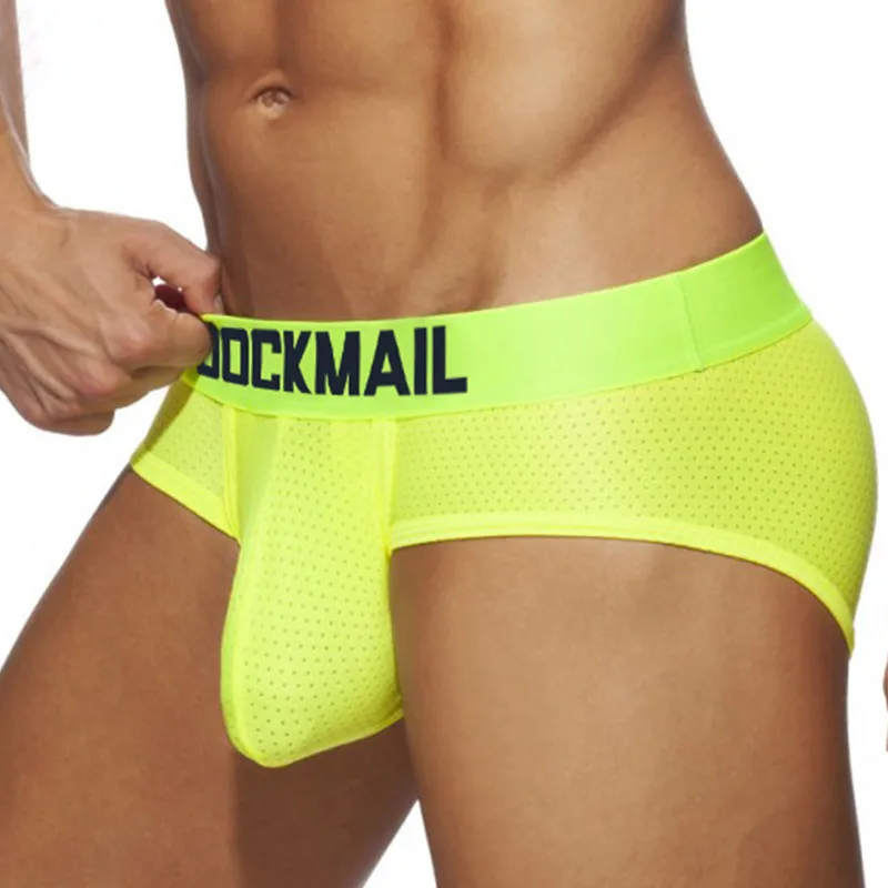 Jockmail New Men Underwear Triangle Underwear Mesh Breathable Sports Fitness Brave Person Boxer Hombre Sexy Ropa Interior Hombre