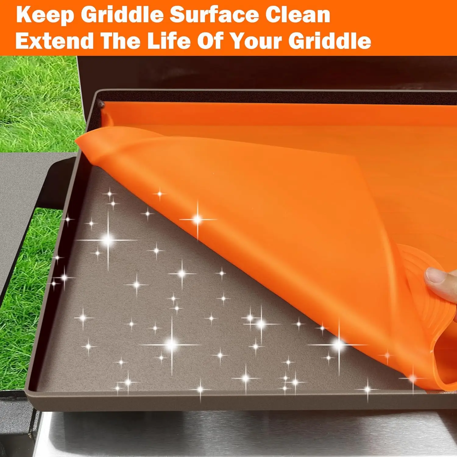 36Inch Silicone Griddle Mat for Blackstone Griddle, Heavy Duty Food Grade Silicone Mat, Protect Griddle, Protective Cover Orange 3