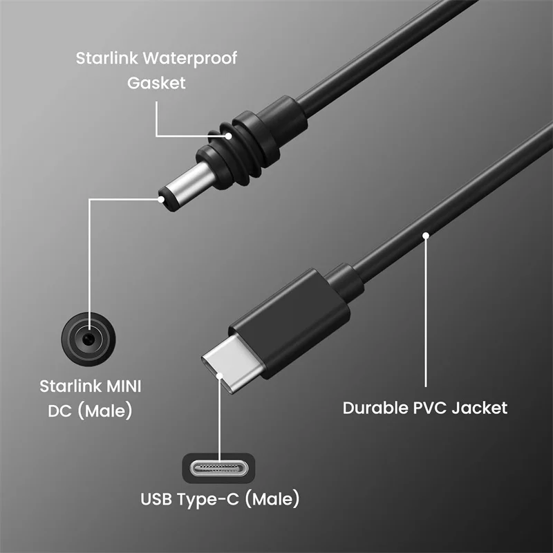 2M/6.5FT for Starlink Mini USB C to DC Power Cable, 100W USB