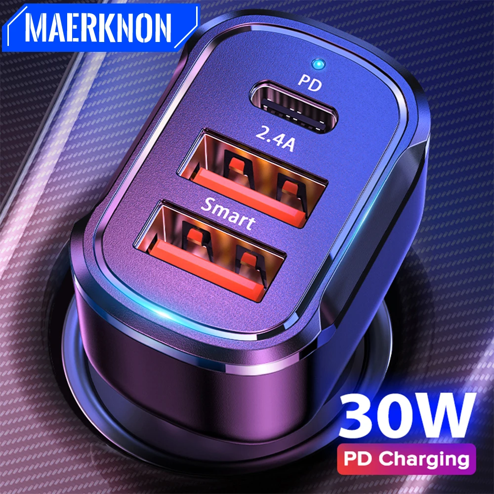 

30W PD USB C Car Charger Adapter Quick Charge QC3.0 Type C Fast Charging Car Phone Charger For iPhone 14 Xiaomi Huawei Samsung