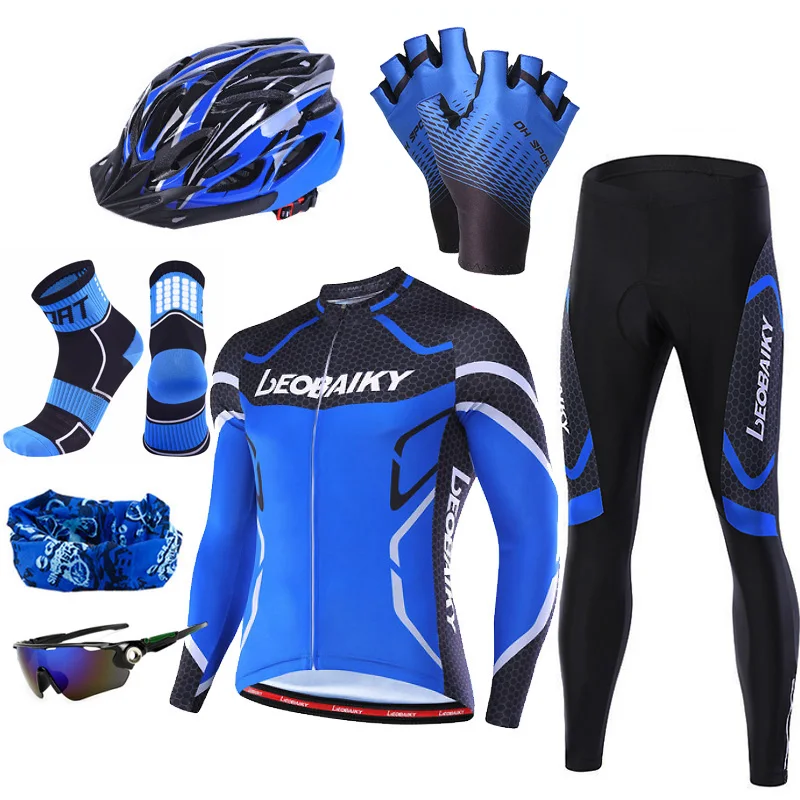 HighQualityProBicycleJerseyLongSleevesSetMenBikeClothingMtb