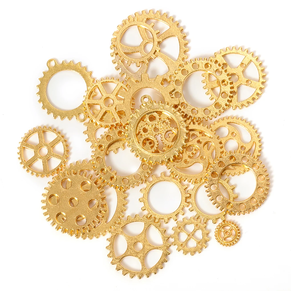 

DIY Alloy Gears Set Steampunk Style Pendant Making Gears Vintage Bracelet Jewelry Crafting Accessory Antique Bronze