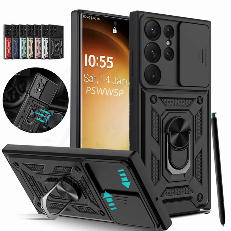 Custodia per obiettivo fotocamera scorrevole per Samsung Galaxy A54 A53 A34 A33 A02 A12 A52 A32 A51 A11 A13 A73 A03 A03S A04S A04E Paraurti Armatura Cover_voghion.com