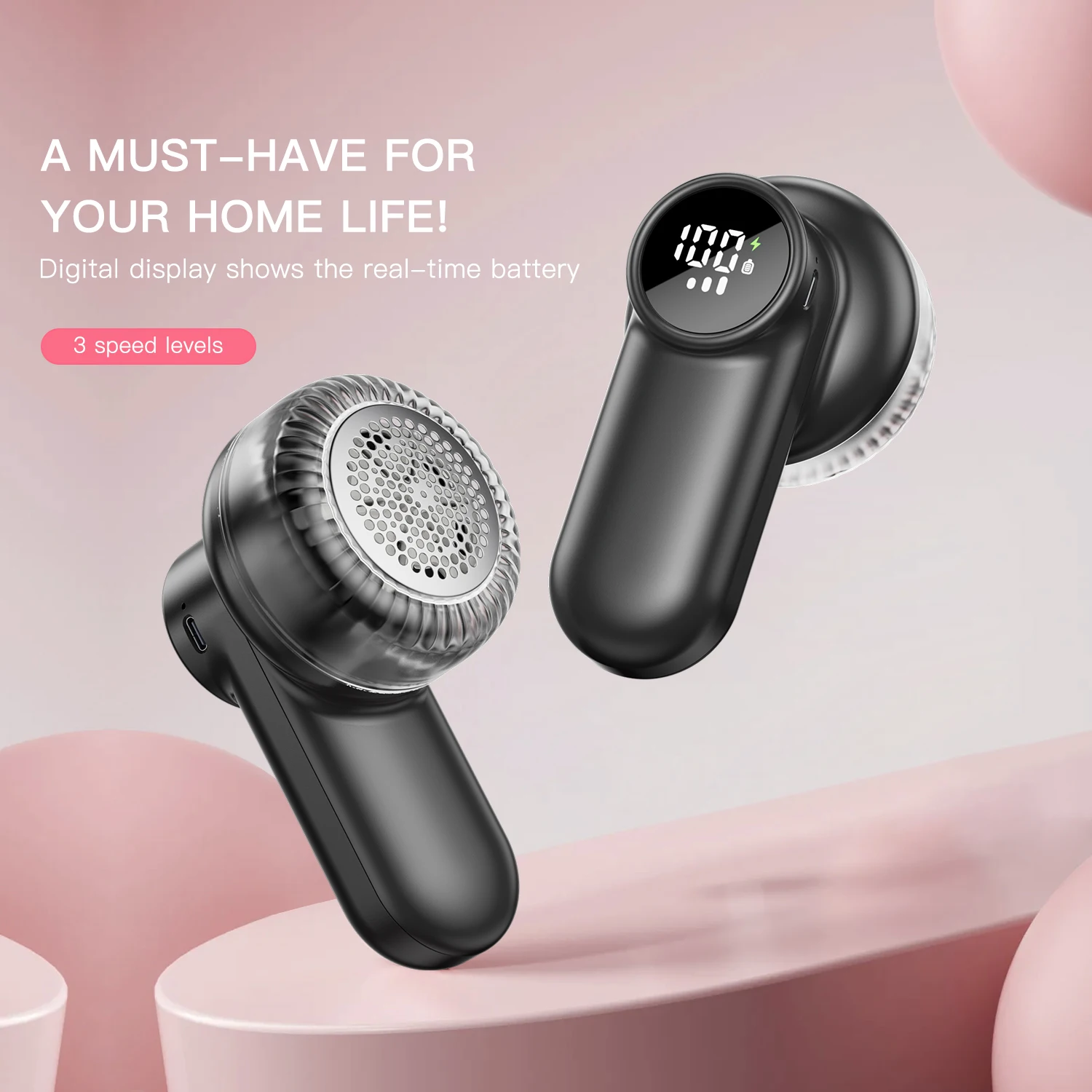 coldSky Rechargeable Lint Shaver with Digital Display Fabric Shaver Sweater Shaver 3-Speeds with 6-Leaf Blades for Clothes Sofa 2