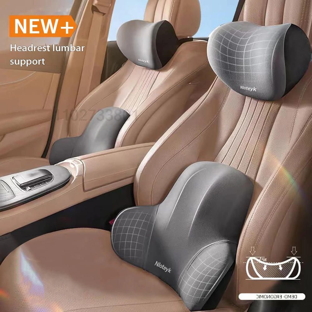 (2pcs Back+2pcs Neck) Car Headrest Neck And Back Pillow-2 Piar