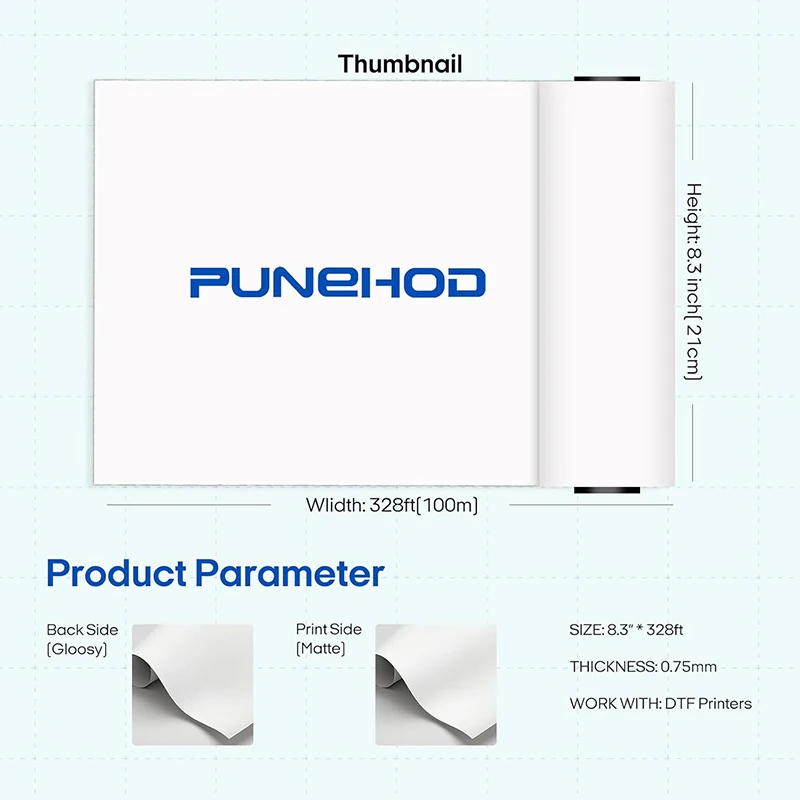 Punehod-dtf転写フィルム,a3,a4,33cm x 100m, 21cm x 100m,dtf