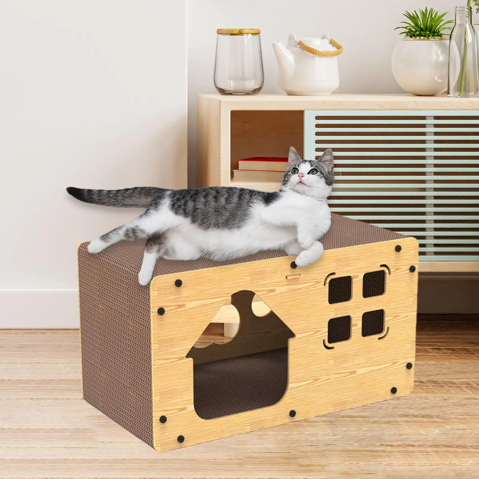 

Corrugated Paper Cat Scratcher Wear Resistant Pet Supplies Furniture Protection Cat Scratching Cardboard Cat Sleeping House