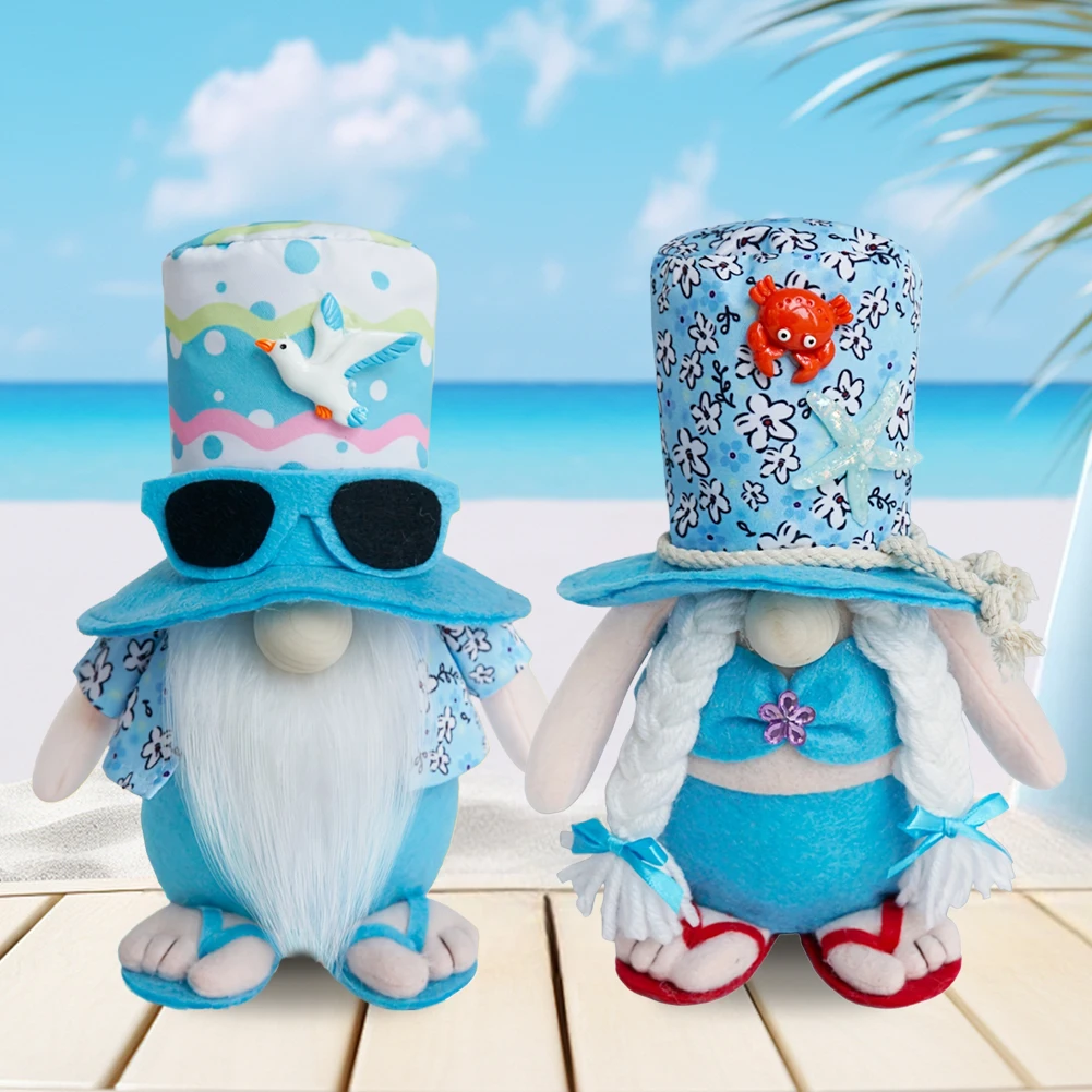 Plush Beach Gnomes Decorations with Weighted Base for Summer