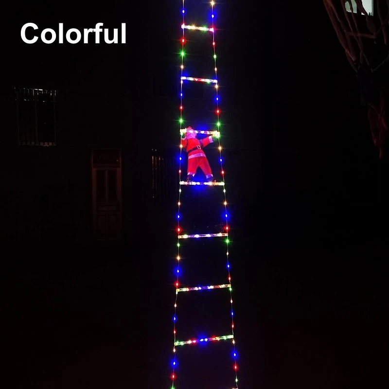 thumbnail image 1 of Luces LED de escalera navideñas con muñeco de Papá Noel y cadena de luces con control remoto para decoración navideña de interiores y exteriores para el hogar y el jardín, 1 of 4
