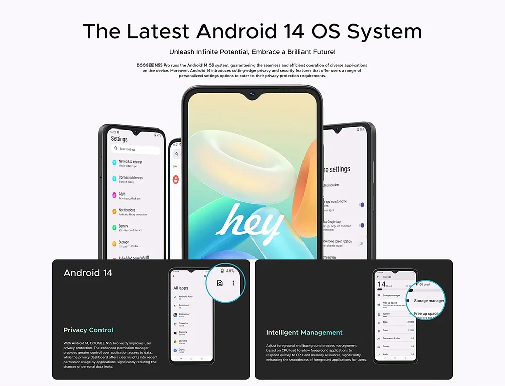DOOGEE N55 Android 14 Smartphone 6.56 « HD S5278325bb452457d97d6f8603641e0250