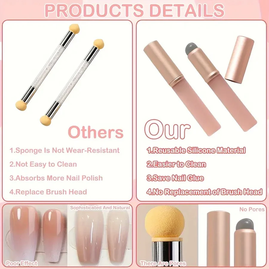 Silicone Nail Brush Flat Applicator Sticks Reusable Lip Brush With Cover For Dust Prevention Silicone Nail Powder Applying Tool 5