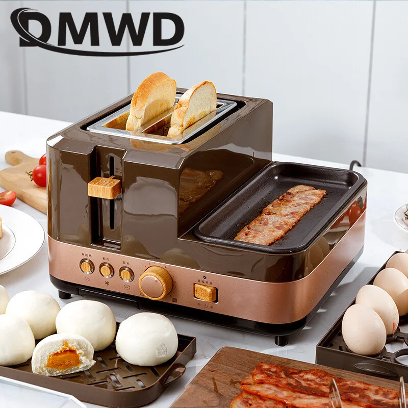 Electric Bread Toaster Oven Breakfast Sandwich Grill Baking Machine Eggs Poacher Boiler Food Steamer Omelette Frying Pan Roaster