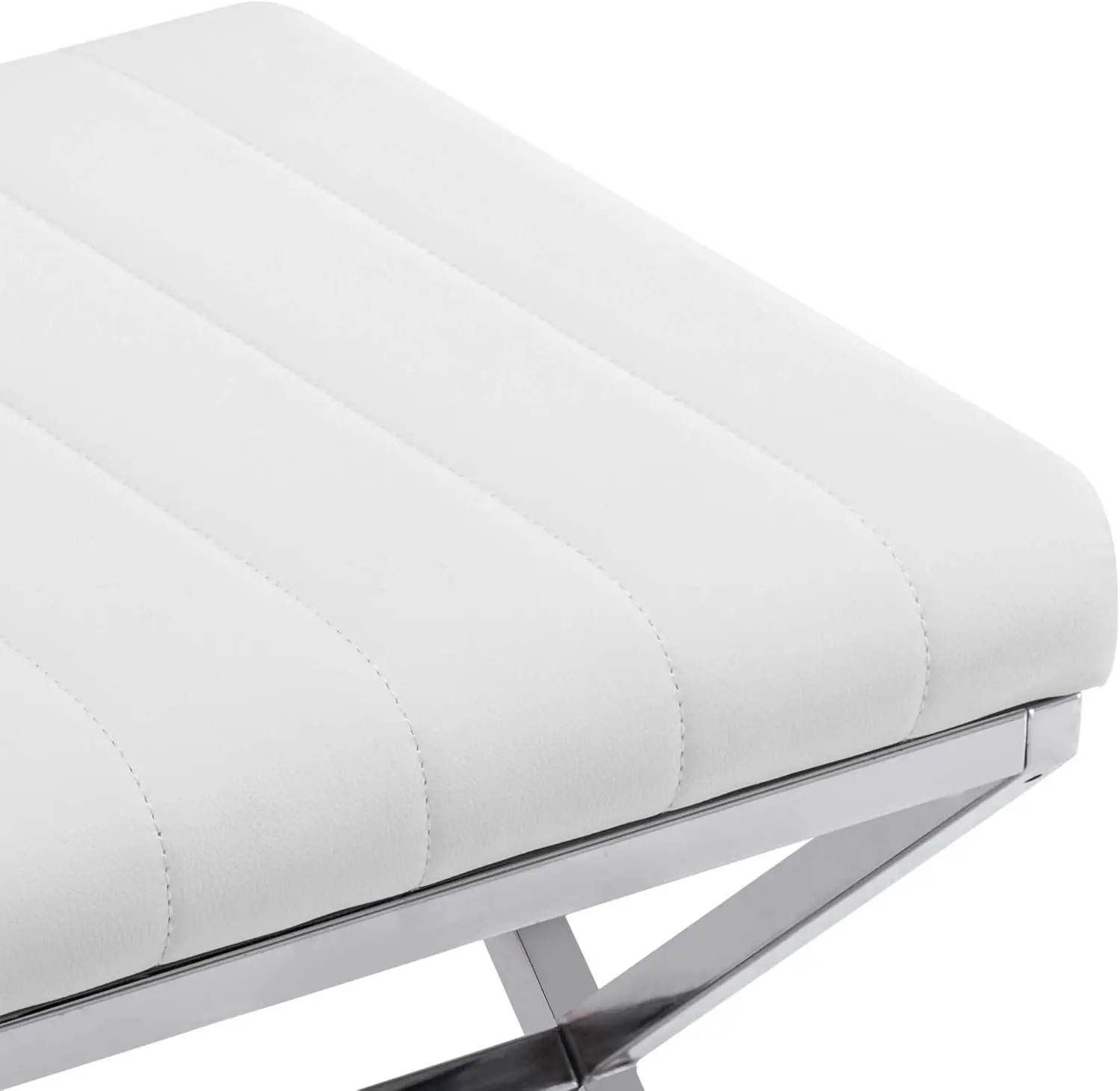 Vanity Stool,Modern PU Leather Ottoman Stool Chair for Vanity Bench with Metal X Legs, Rectangle Makeup Stools Padded Foot Rest