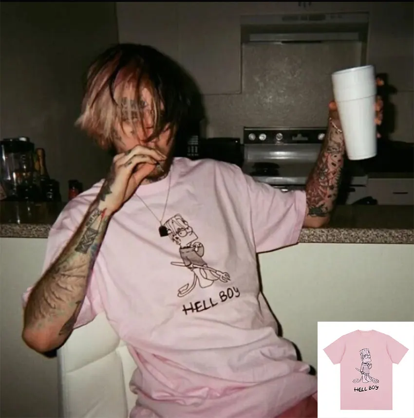 Футболка Rapper Lil Peep Hell Boy с рисунком, крутая Модная рубашка в стиле хип-хоп, хлопковая блуза оверсайз для мужчин и женщин