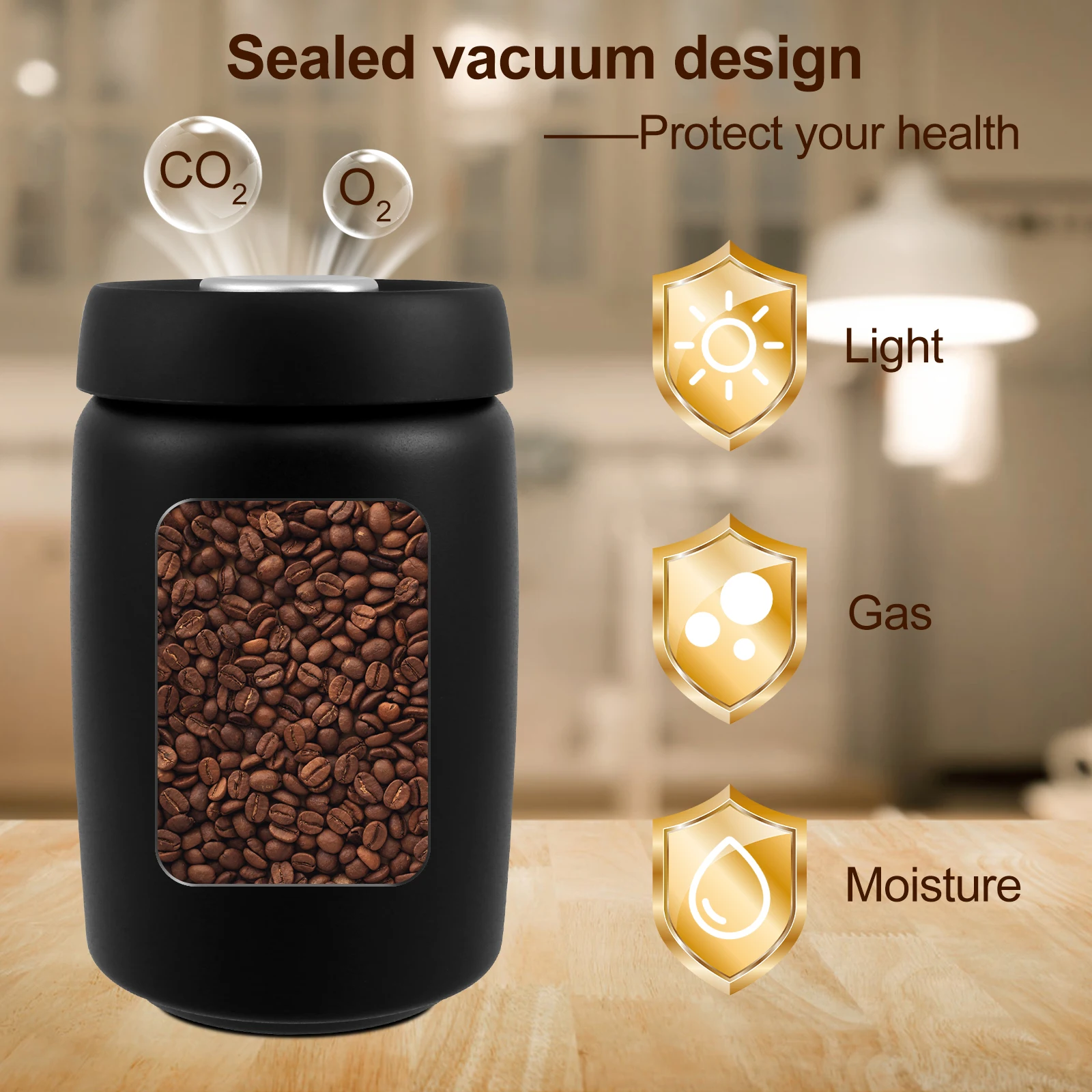 Stainless Steel Coffee Canister Vacuum Sealed Food Storage