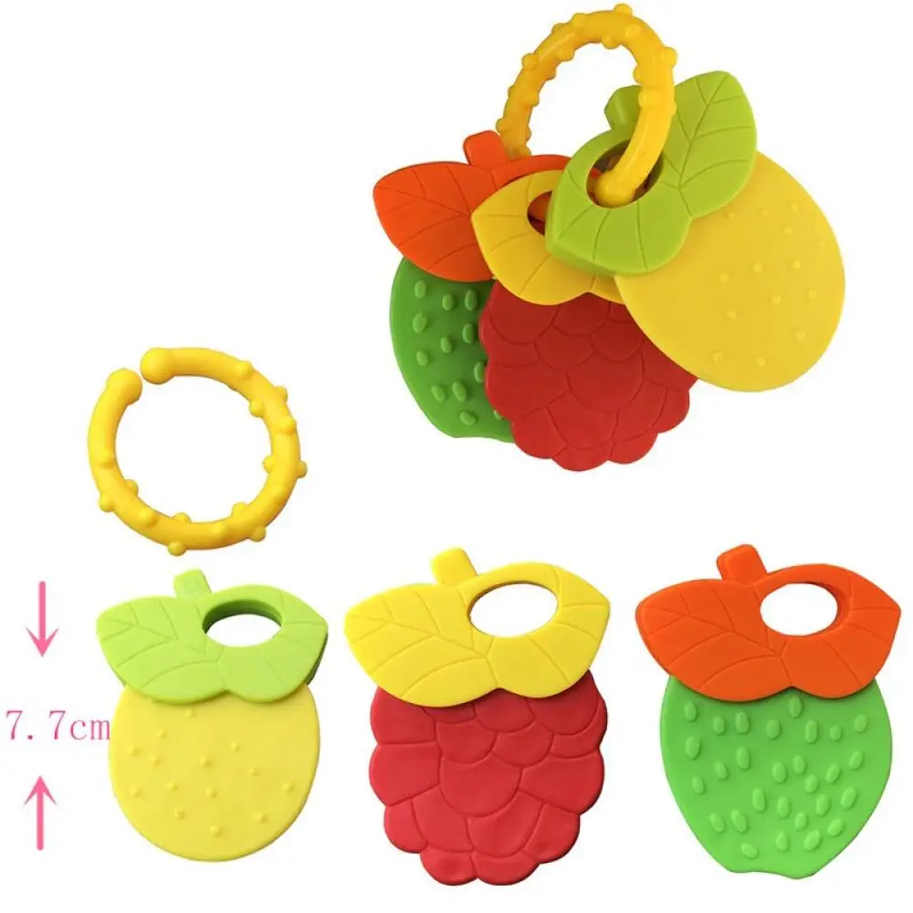 Teething Toys Fruit Macaroon Teether Teething toys for teething babies Easy to grip Food-grade silicone Anti-Swallowing design silicone teething toys teething toys