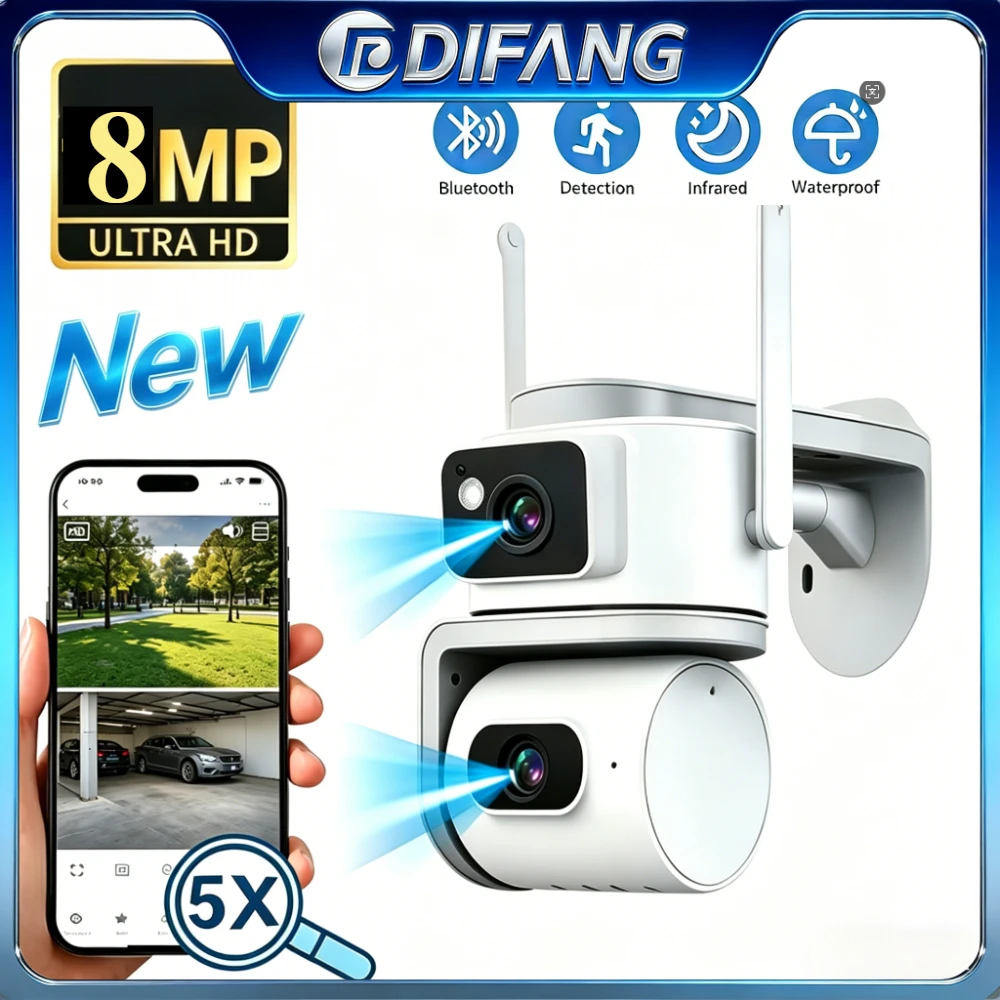 DIFANG V380 Pro 4K 8MP WiFi Security Camera Dual Screen 360° PTZ Home Security Protection Surveillance WiFi CCTV Outdoor 1
