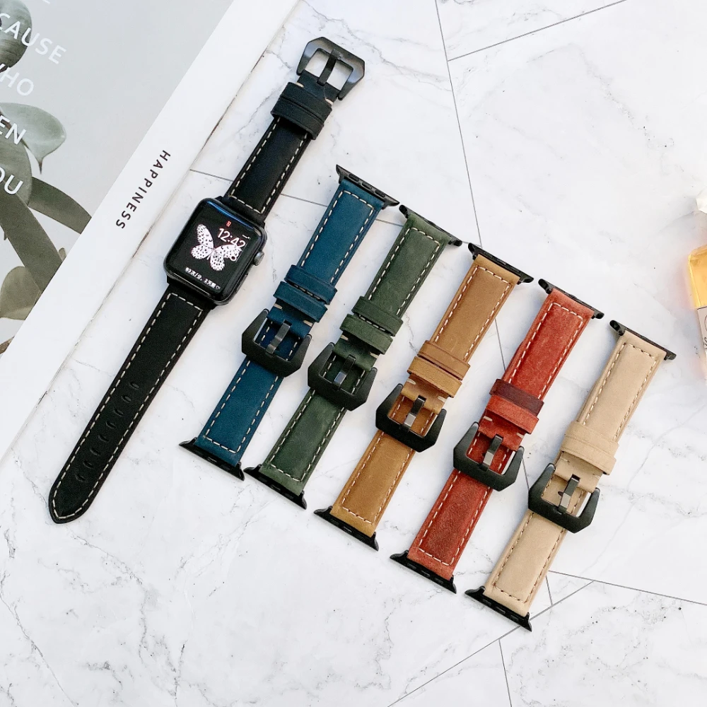 

Leather strap For Apple watch Ultra 49mm 8 7 45mm 41mm Classic retro replacement wristband For iwatch 6 5 4 3 SE 44mm 42mm 40mm