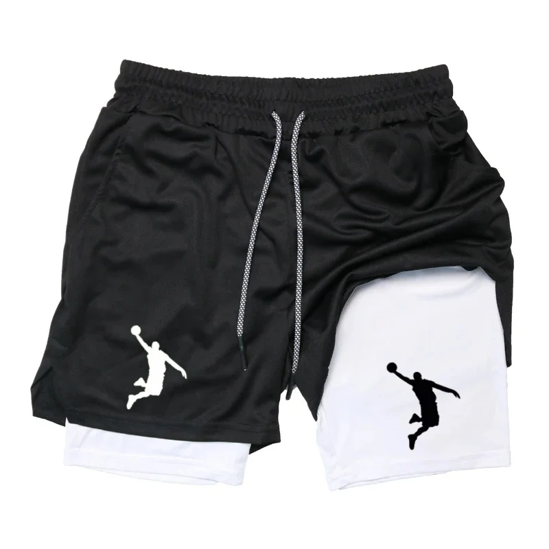 Basketball Sport Short Doubledecker Men Mesh Tightfitting Shorts Summer Gym Workout