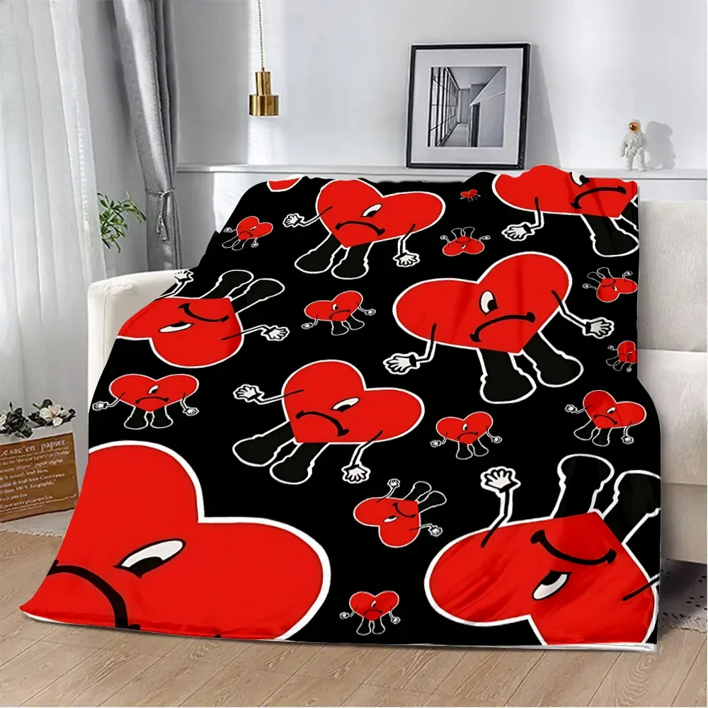 KPOP Bad Bunny Printed Blanket for Bed Sofa and Armchair Picnic Blankets Warm Blanket Comfortable Blanket Home Travel Birthday 4