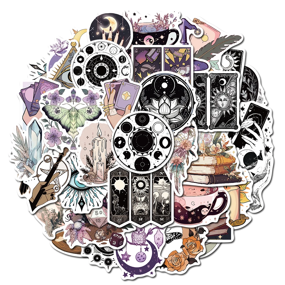 

10/50PCS Witch Magic Art Stickers Pack Girls Cup DIY Skateboard Motorcycle Suitcase Stationery Decals Decor Phone Laptop Toys