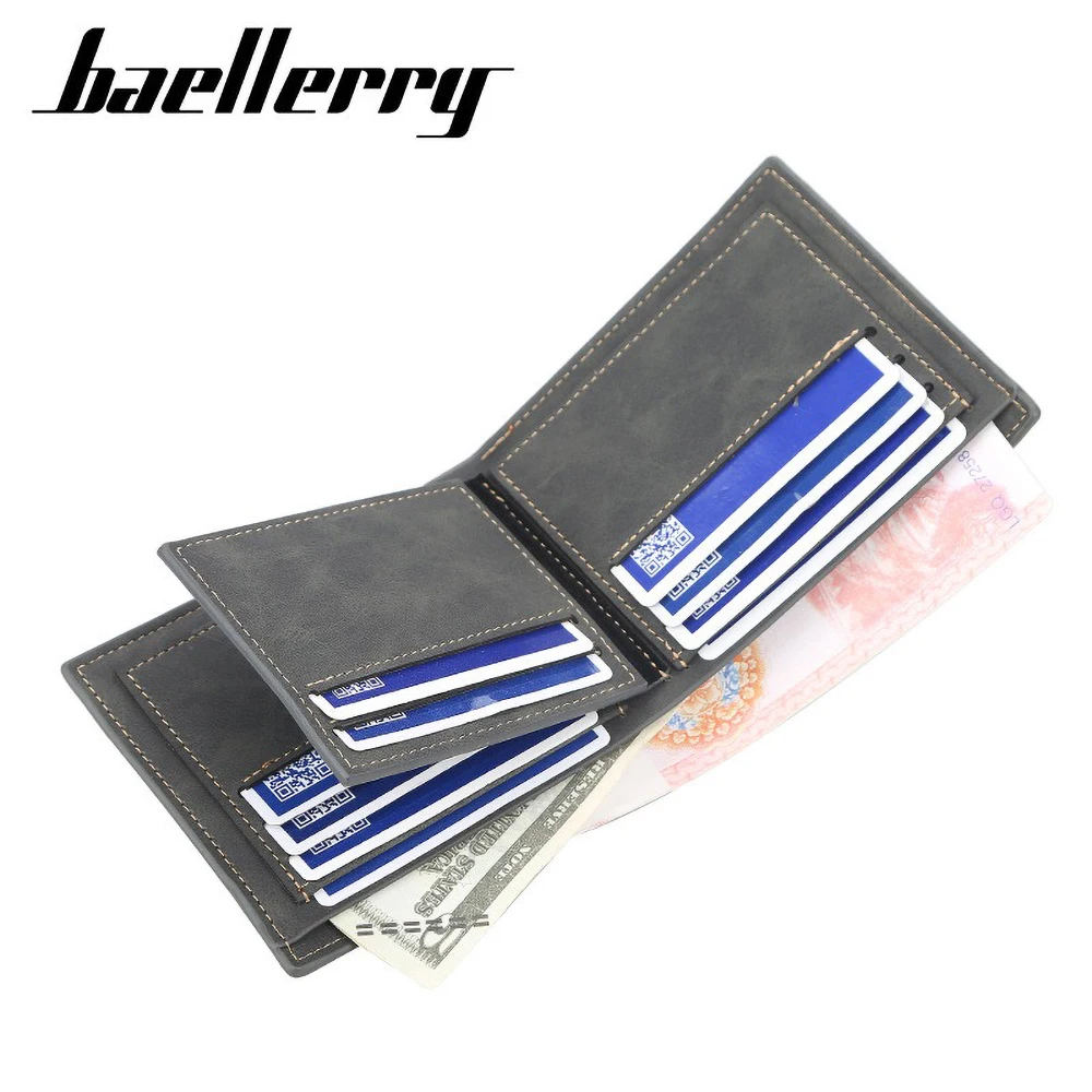 Baellerry Men's Wallet PU Leather Short Style Multi - Card Slots Bifold Wallet for Men Fashion Casual Business Card Holder Purse
