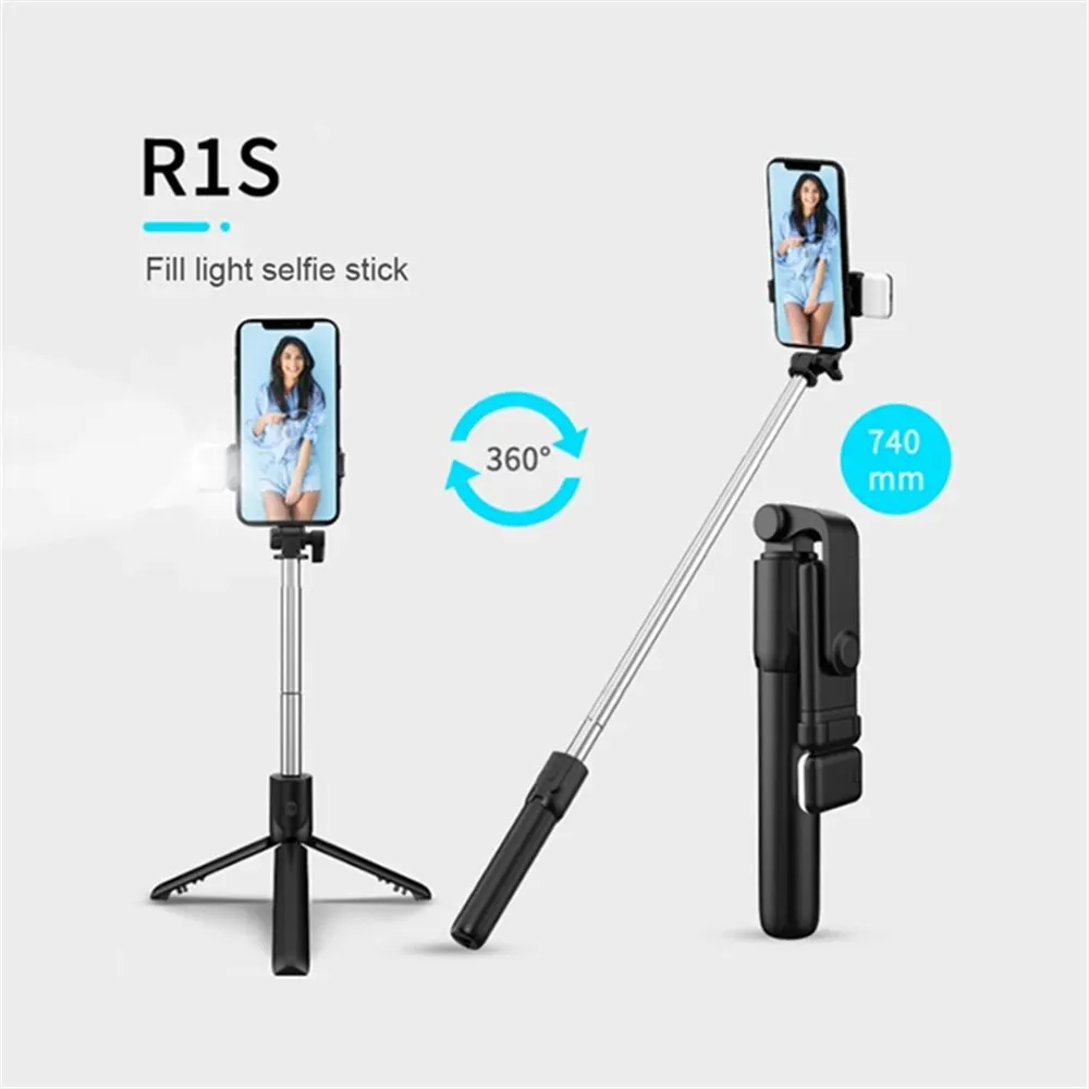 Treppiede Portatile Bluetooth per Selfie con Telecomando, Luce di Riempimento e Supporto Pieghevole per Vlog e Viaggi - Image 3