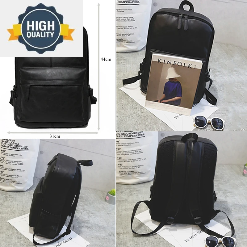 

Laptop Casual Men's PU Leather Business Rucksack Backpack Teenage Teenagers Travel Sports School Bag Pack For Male Female Women