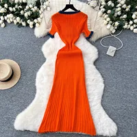 YuooMuoo Chic Fashion Sexy Packages Knitted Maxi Dress Spring Summer Vintage Denim Patchwork Long Sweater Dress Lady Vestidos - Image 5