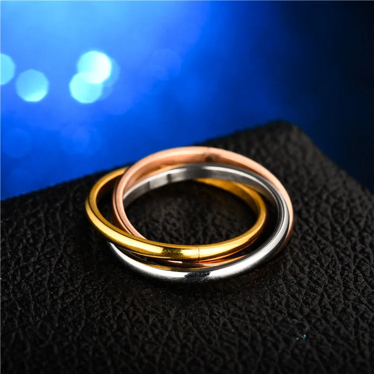 UAGE Classic 3 Rounds Ring Sets Women Stainless Steel Wedding Engagement Female Finger Jewelry 3