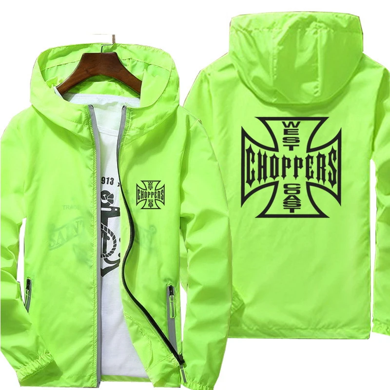 Mens West Coast Choppers Windbreaker Zipper Sports Pilot Thin Reflective Sunscreen Skin Ultra Light Jacket Coat Plus Size 7XL