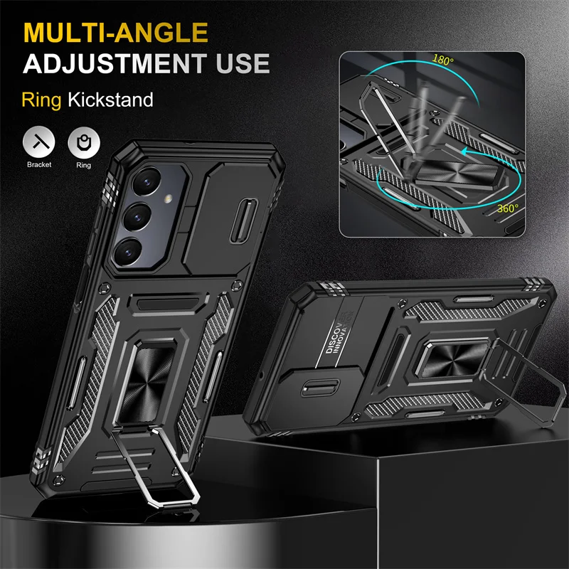 Enhanced Ring Holder Armor Shockproof Case with Lens Protection