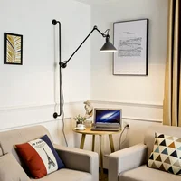 Designer Creative Long Pole Swing Arm Telescopic Industrial Style Wall Lamp Nordic Retro Bedroom Bedside Reading Room Decor 1