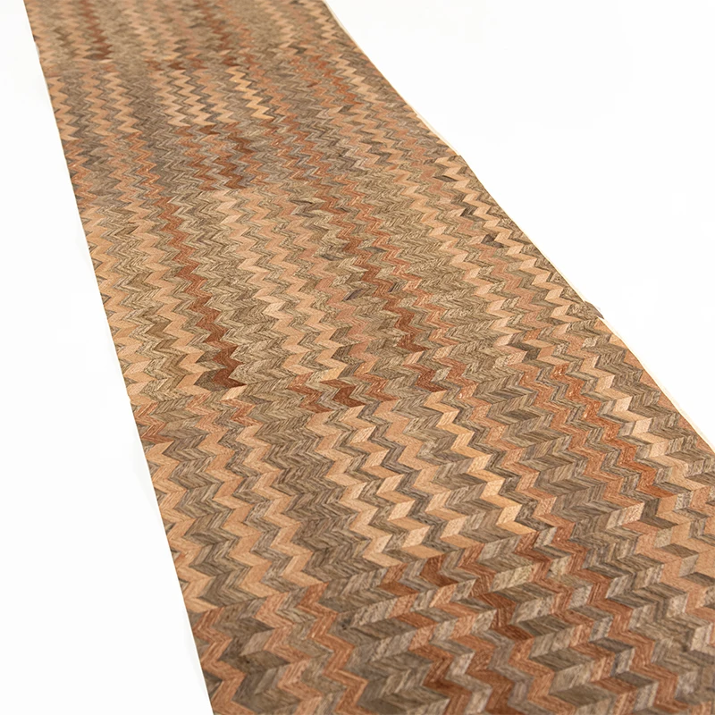 Natural Wood Braided Veneer Marquetry Parquet Tiger Veneer Wave for Furniture Home Decor Stereo Backing Fleece 40x250cm 0.2mm