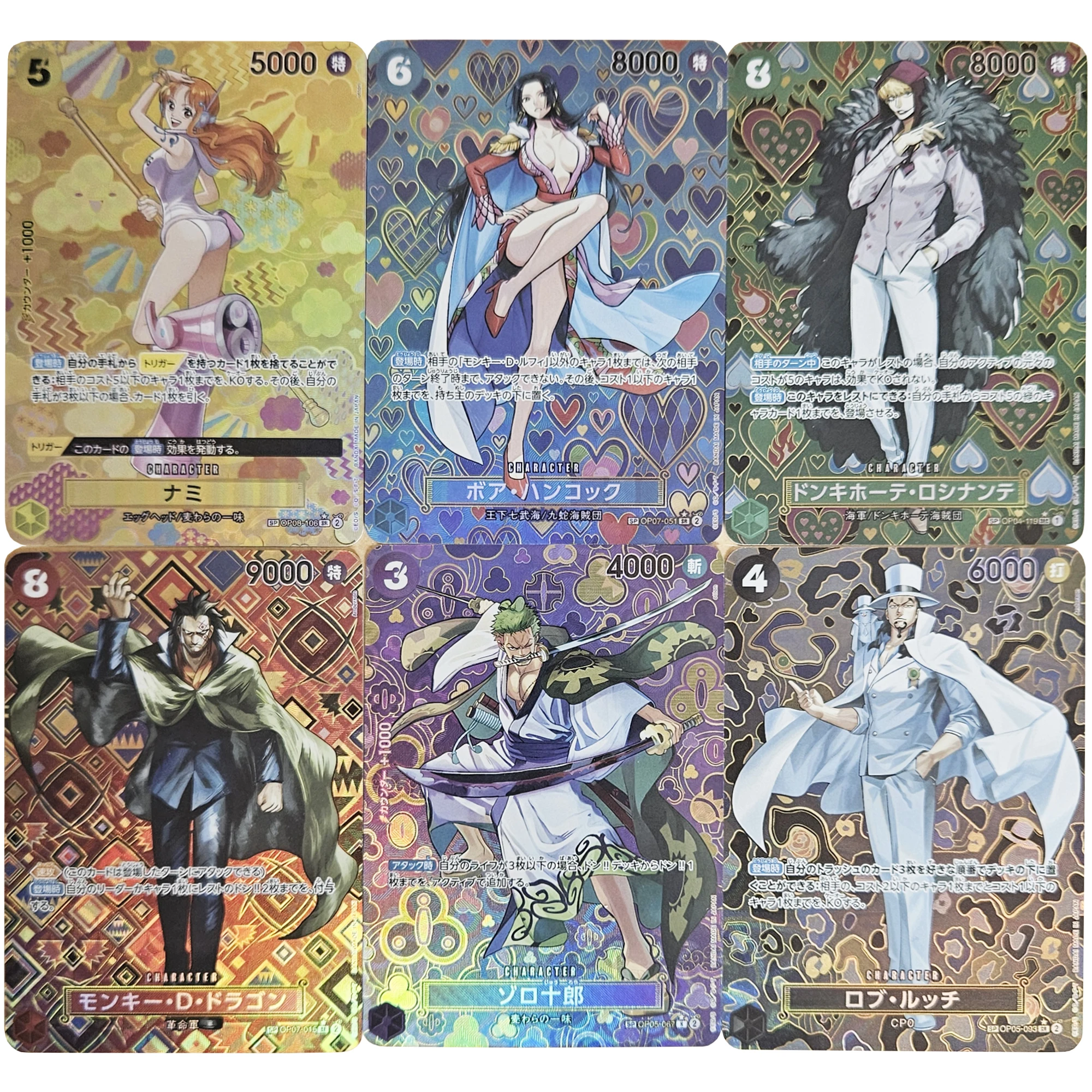 7 Style One Piece Luffy Shanks Nami Robin Hancock Buggy Color Flash Card Classic Anime Game Collection Cards Diy Gift Toy