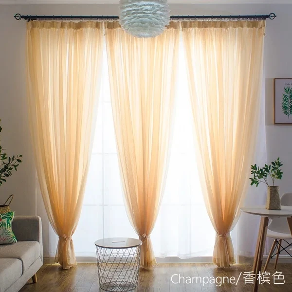 

Colorful Sheer Tulle Curtains 100% Polyester Solid Color Rod Pocket Curtain for Bedroom Kitchen Living Room Kid Room Classroom