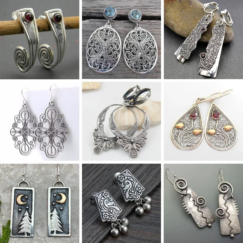Whitby Boucles d'oreilles sculptées en jais avec boules de jais