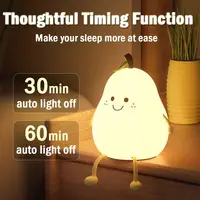 Cute Pear Durian Drumstick Night Light USB Rechargeable Nightlights Silicone Lamp Touch Switch Bedroom Decoration Birthday Gift 2