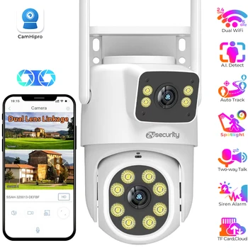 2MP+2MP Dual Lens Security Camera Outdoor WiFi PTZ IP Camera AI Human Detect Auto Tracking Wireless CCTV Camera CamHipro app 1