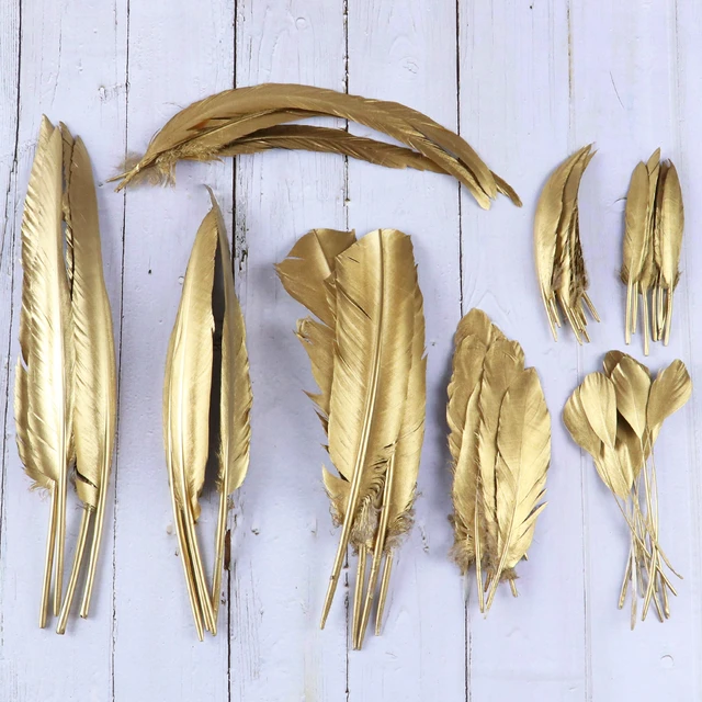 15-20 cm, 50 plumas doradas naturales de ganso para decoración de boda,  alas de ángel y manualidades de hadas : : Hogar y Cocina