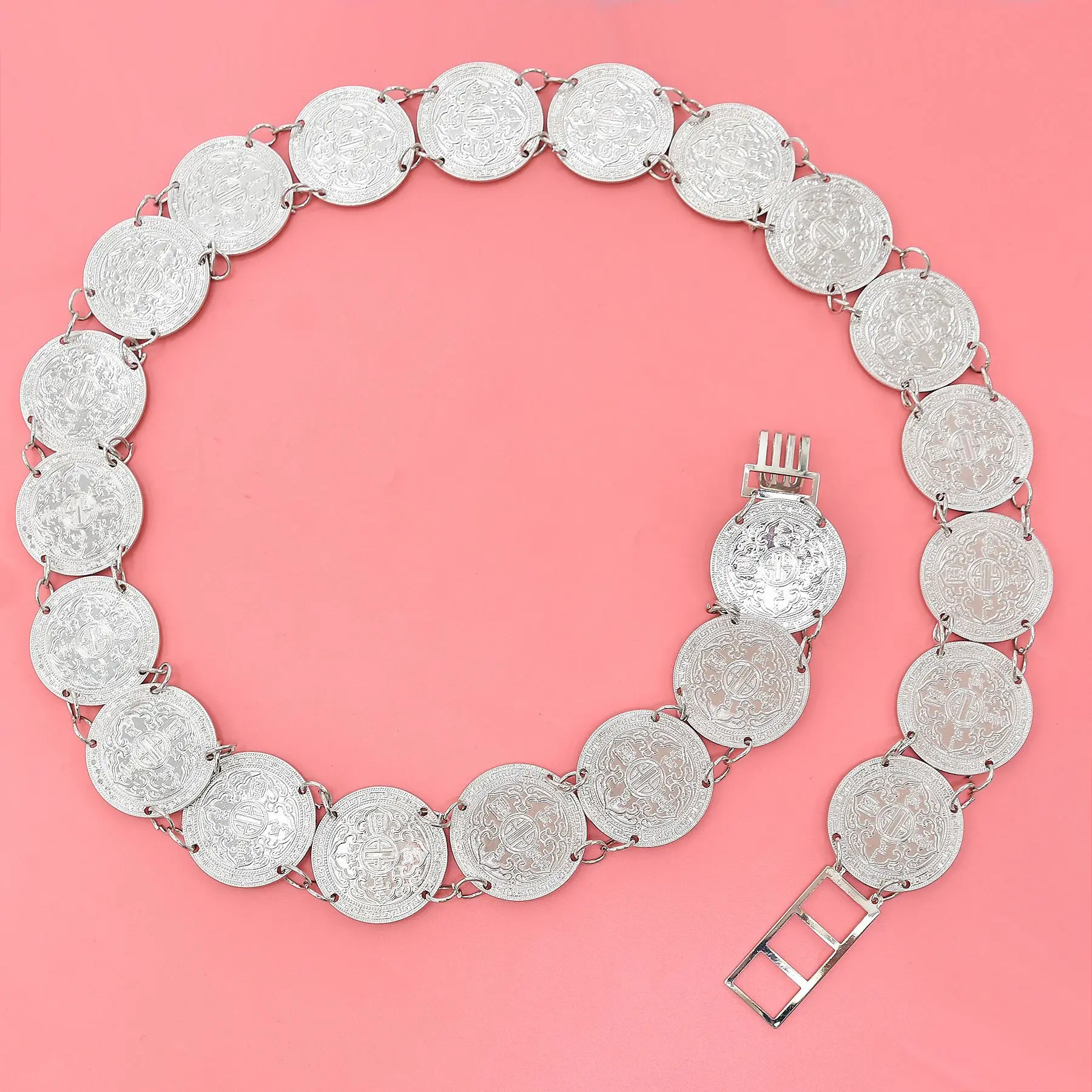 Silver Big Coins Beaded Metal Belts Fashion Bohemian Ethnic Summer Beach Dress Waist Belly Chains Thailand India Body Jewelry