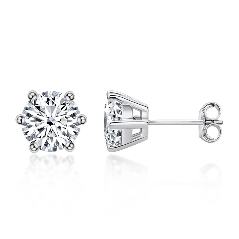 

Queenme 925 Sterling Silver 2ct D VVS1 Diamond Moissanite Stud Earrings For Women Wedding Fine Jewelry Christmas Present Gift