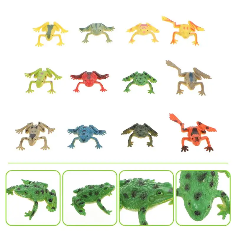 12Pcs Frogs Kids Plastic Rubber Tiny Figurines Jumping Reptile Birthday Party Supplies
