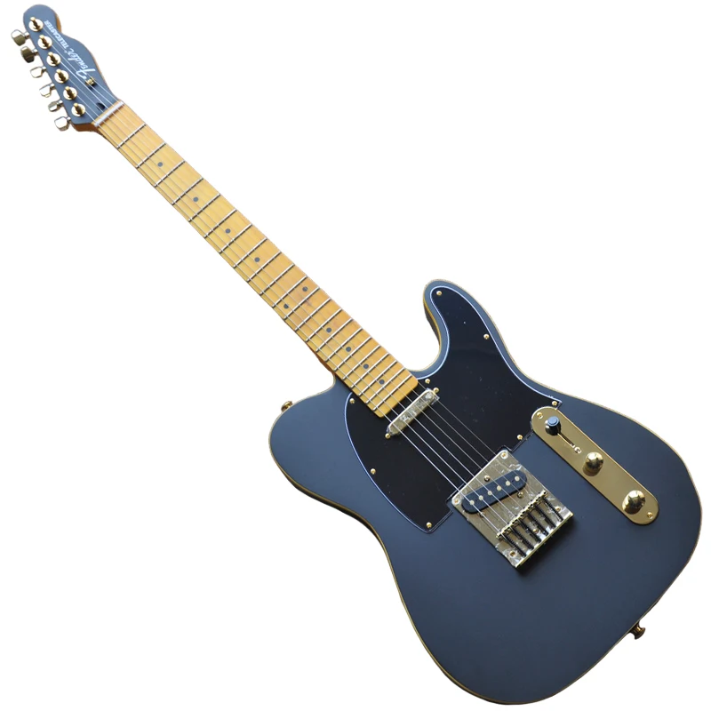Electric Guitar Gold Accessories Matte Black Body Yellow Border High Quality OTGT-2013