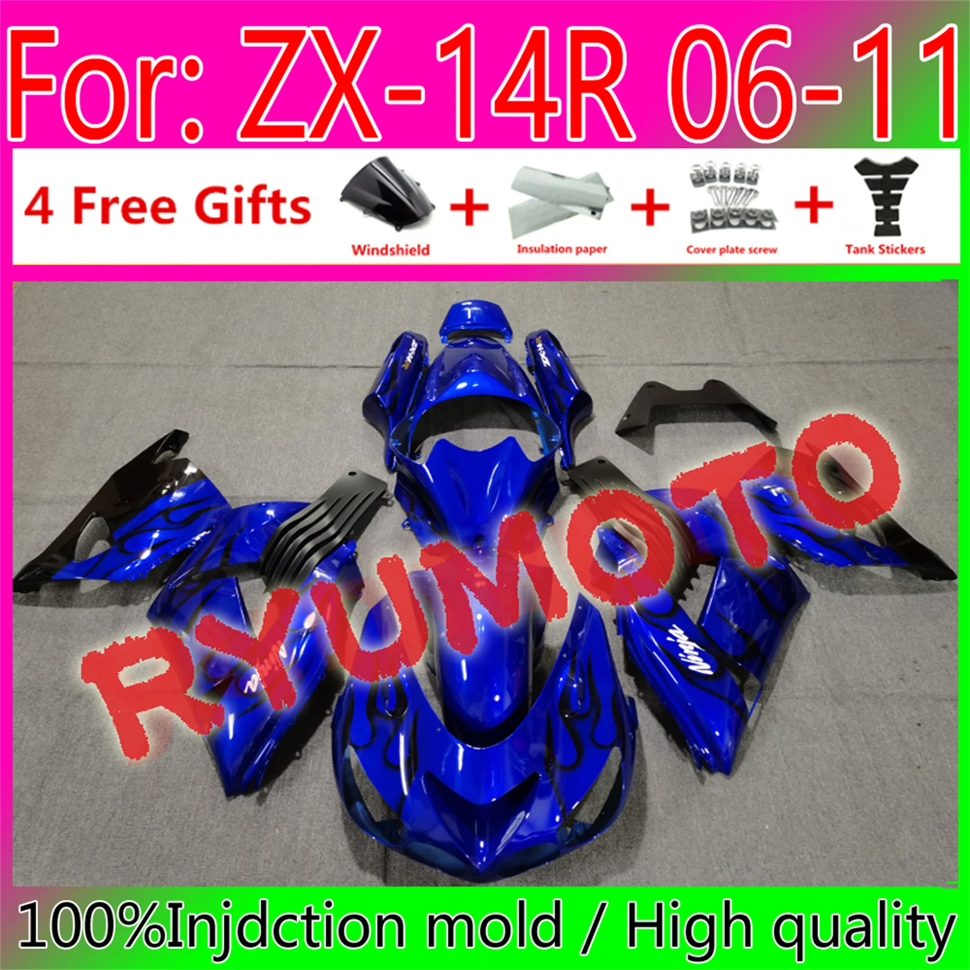 

Motorcycle ABS Bodywork Fairings For Kawasaki ZX14R 06 07 08 09 10 11 ZZ-R1400 ZX-14R 2006 2009 2011 Fairing
