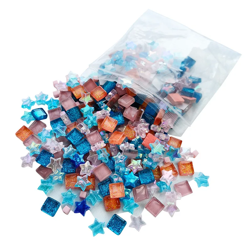Glitter And Clear Mosaic Tiles Cube And Star Assorted Color Glass Crystal Craft Children Diy Creating Accessories 350 Pcs for glass mosaic tiles,diy mosaic supplies,crystal mosaics supplies