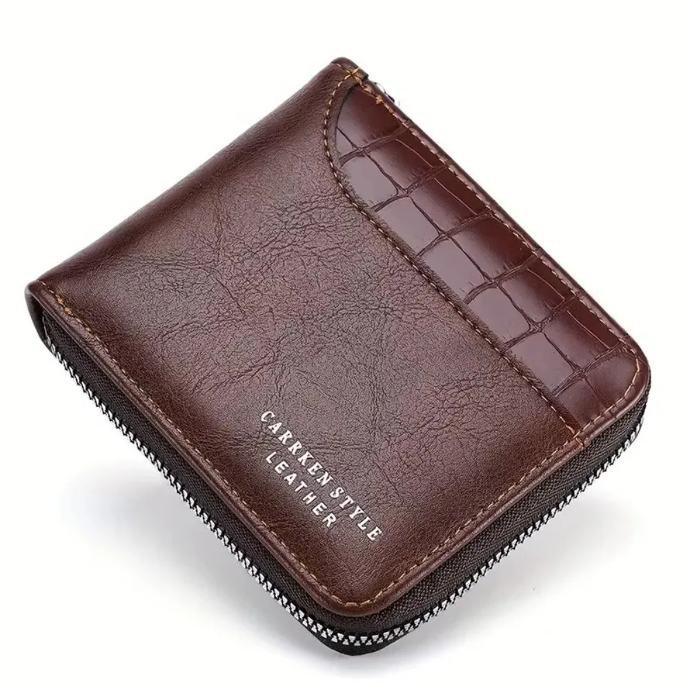 Neue Herren-Geldbörse aus PU-Leder, luxuriöse Herren-Geldbörse mit Reißverschluss, Geldbeutel mit Münzfach, Kartenhalter, Geschenke für Männer – Detail 2